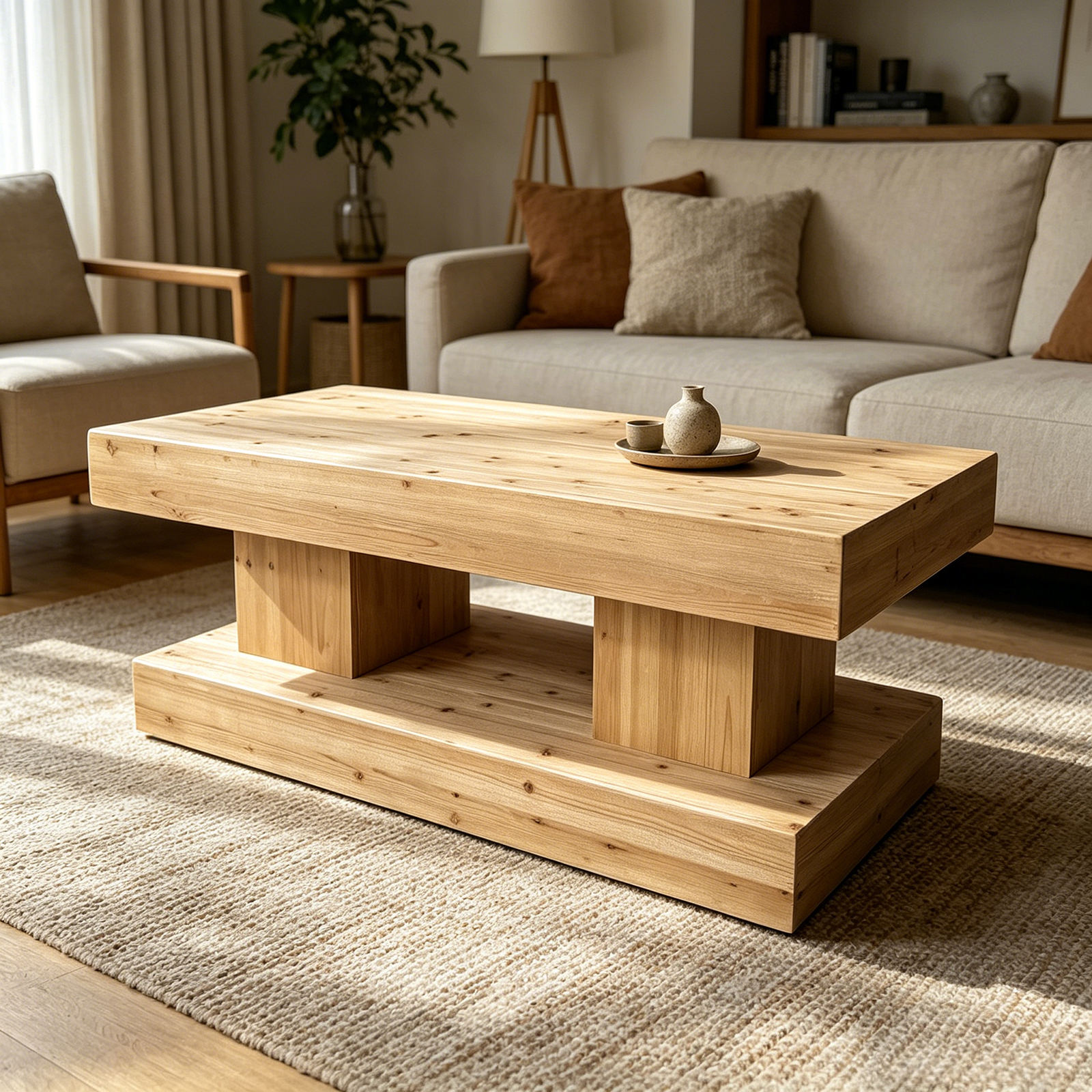 Natural Wood Coffee Table - Nora Lane Home furniture - Solid wood - 50.39 x 7.87 x 25.98 in
