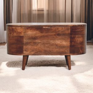 Brown Round Bedroom Storage - Nora Lane Home furniture - Solid wood - 17.72 x 35.43 x 15.75 in