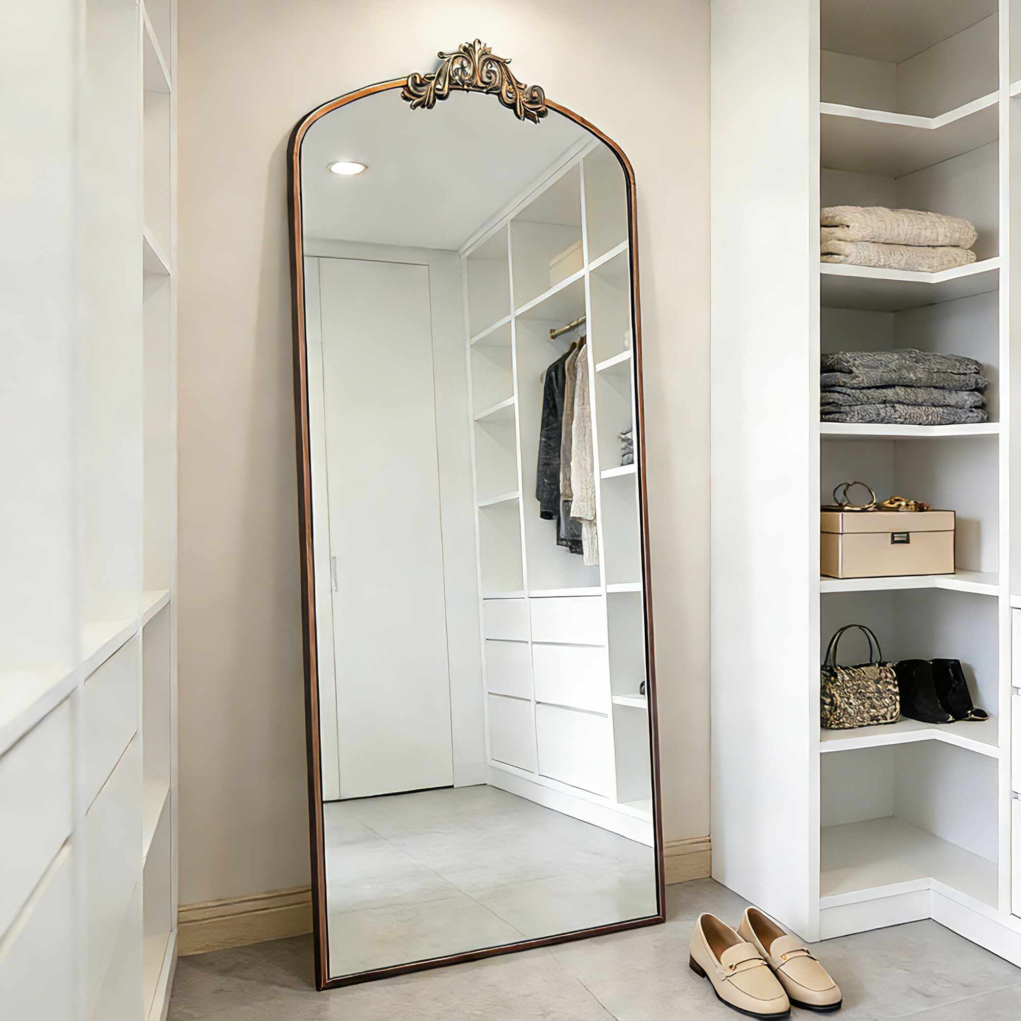 Brown Wall Mirror - Nora Lane Home furniture - Metal accent - 68.11 x 3.15 x 40.16 in