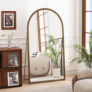 Gold Wall Mirror - Nora Lane Home furniture - Metal accent - 69.29 x 40.35 x 4.33 in
