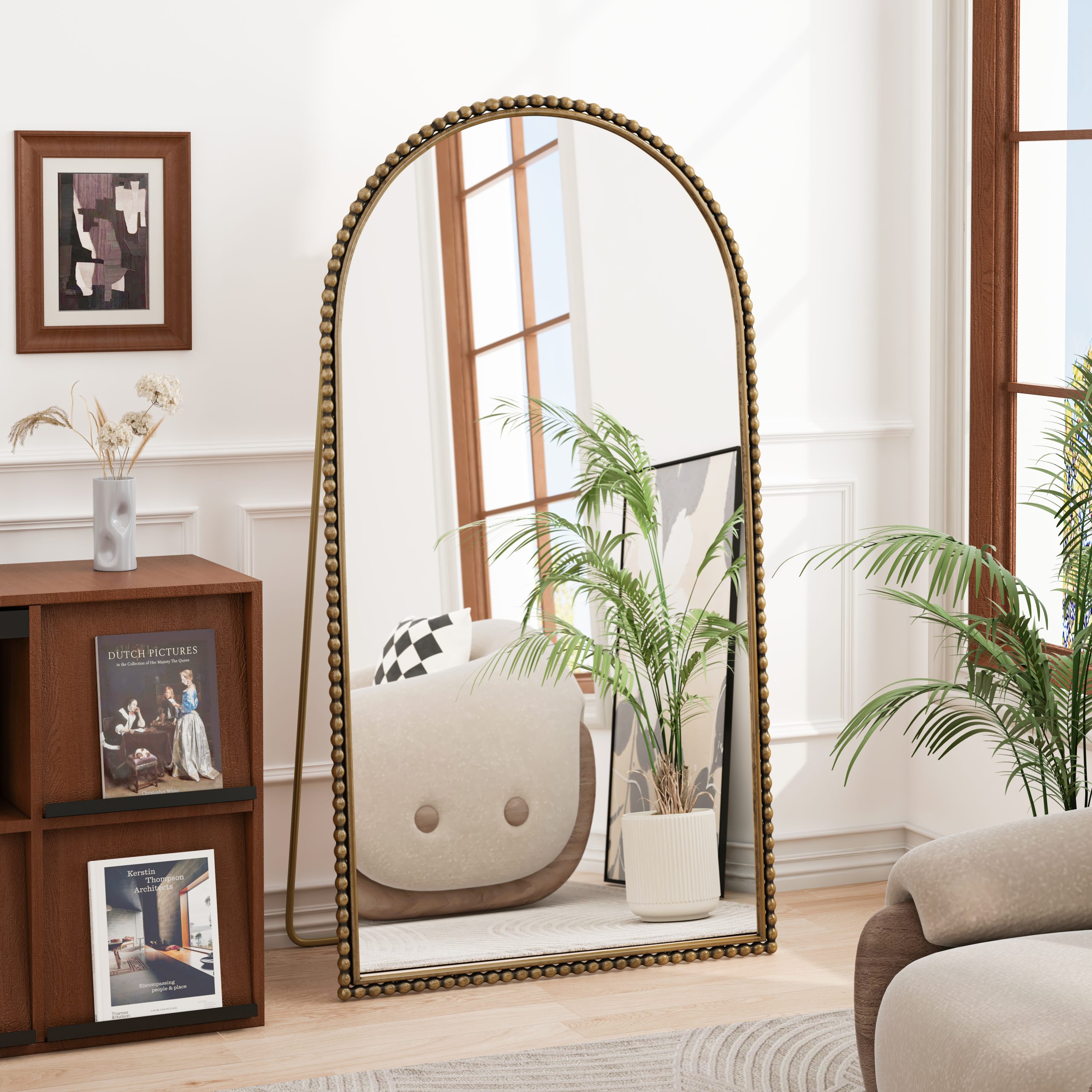 Gold Wall Mirror - Nora Lane Home furniture - Metal accent - 69.29 x 40.35 x 4.33 in