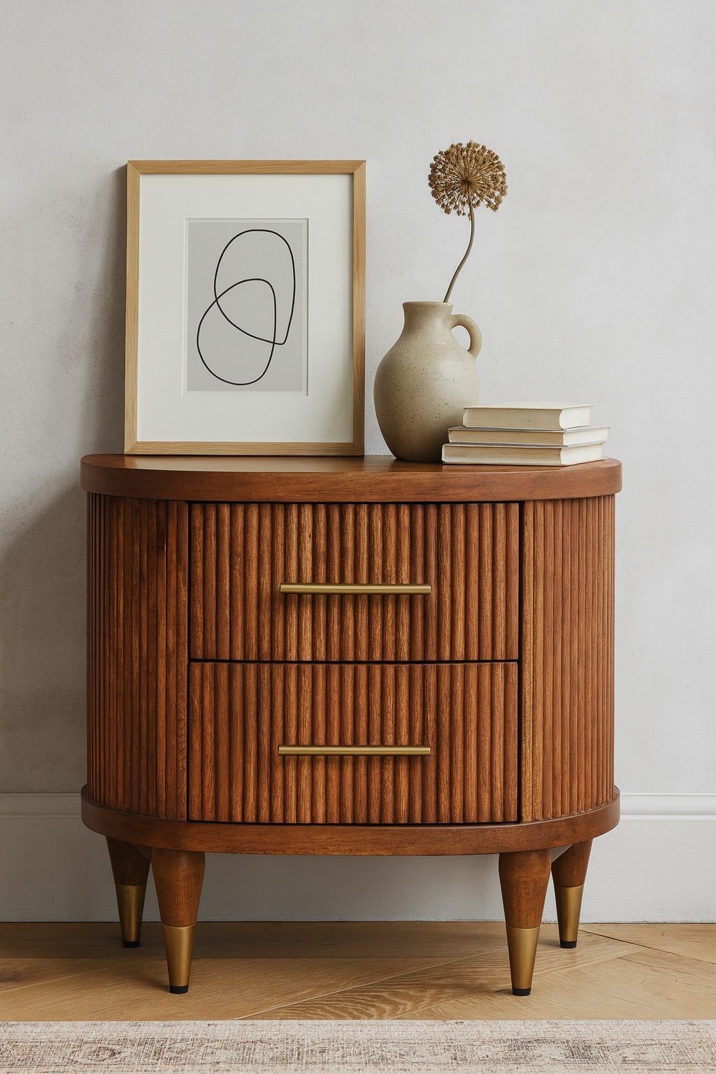 Brown Storage Nightstand - Nora Lane Home furniture - Solid wood - 19.7 x 25.6 x 19.7 in