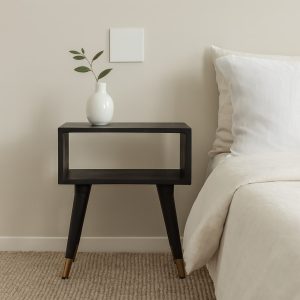 Brown Storage Nightstand - Nora Lane Home furniture - Solid wood - 17.72 x 21.65 x 11.81 in