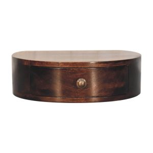 Walnut Round Storage Floating Nightstand - Nora Lane Home furniture - Solid wood, Walnut finish - 16.14 x 19.69 x 8.27 in