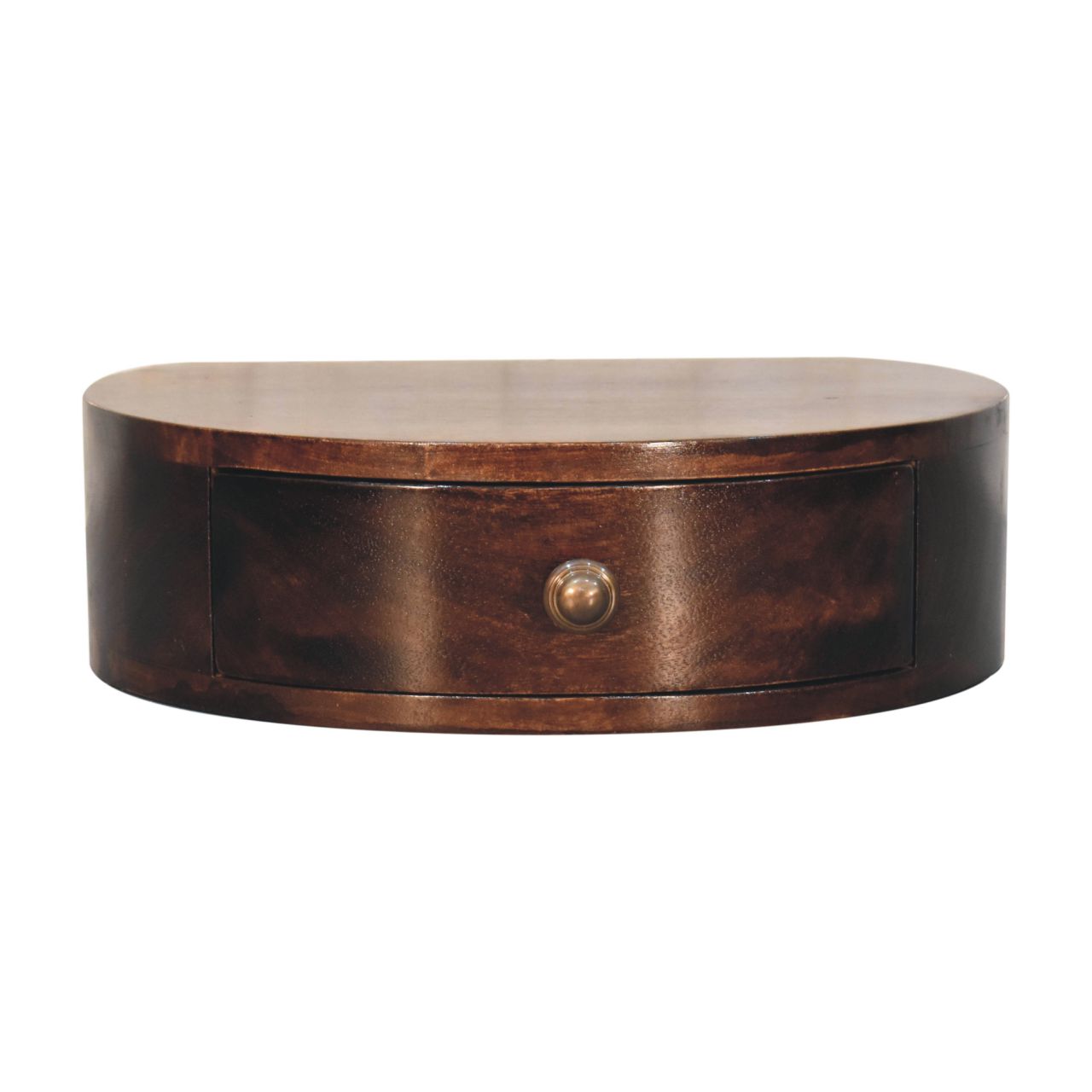 Walnut Round Storage Floating Nightstand - Nora Lane Home furniture - Solid wood, Walnut finish - 16.14 x 19.69 x 8.27 in