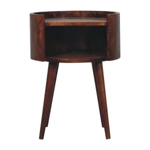 Brown Wood Round Storage Cabinet - Nora Lane Home furniture - 16 x 15 x 22 in