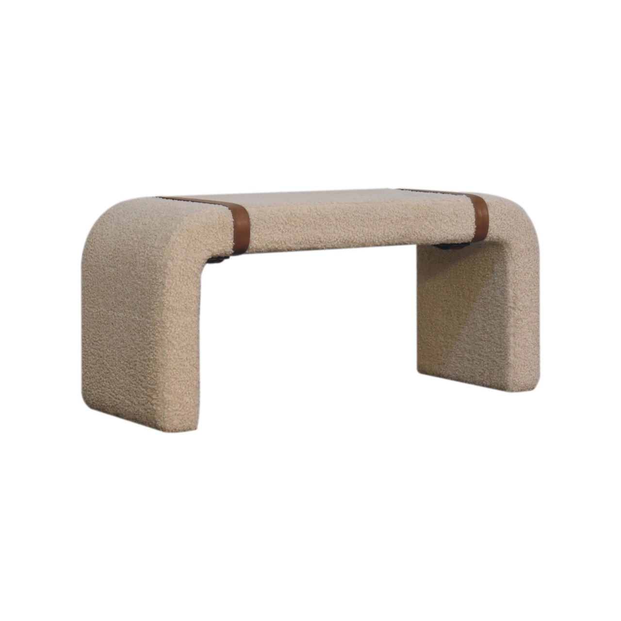 Brown Boucle Storage Bench - Nora Lane Home furniture - Solid wood - 39.37 x 17.72 x 21.26 in