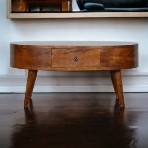 Brown Round Storage Cabinet - Nora Lane Home furniture - Solid wood - 37.4 x 25.59 x 9.06 in