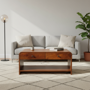 Brown Storage Coffee Table - Nora Lane Home furniture - Solid wood - 37.4 x 25.59 x 19.69 in