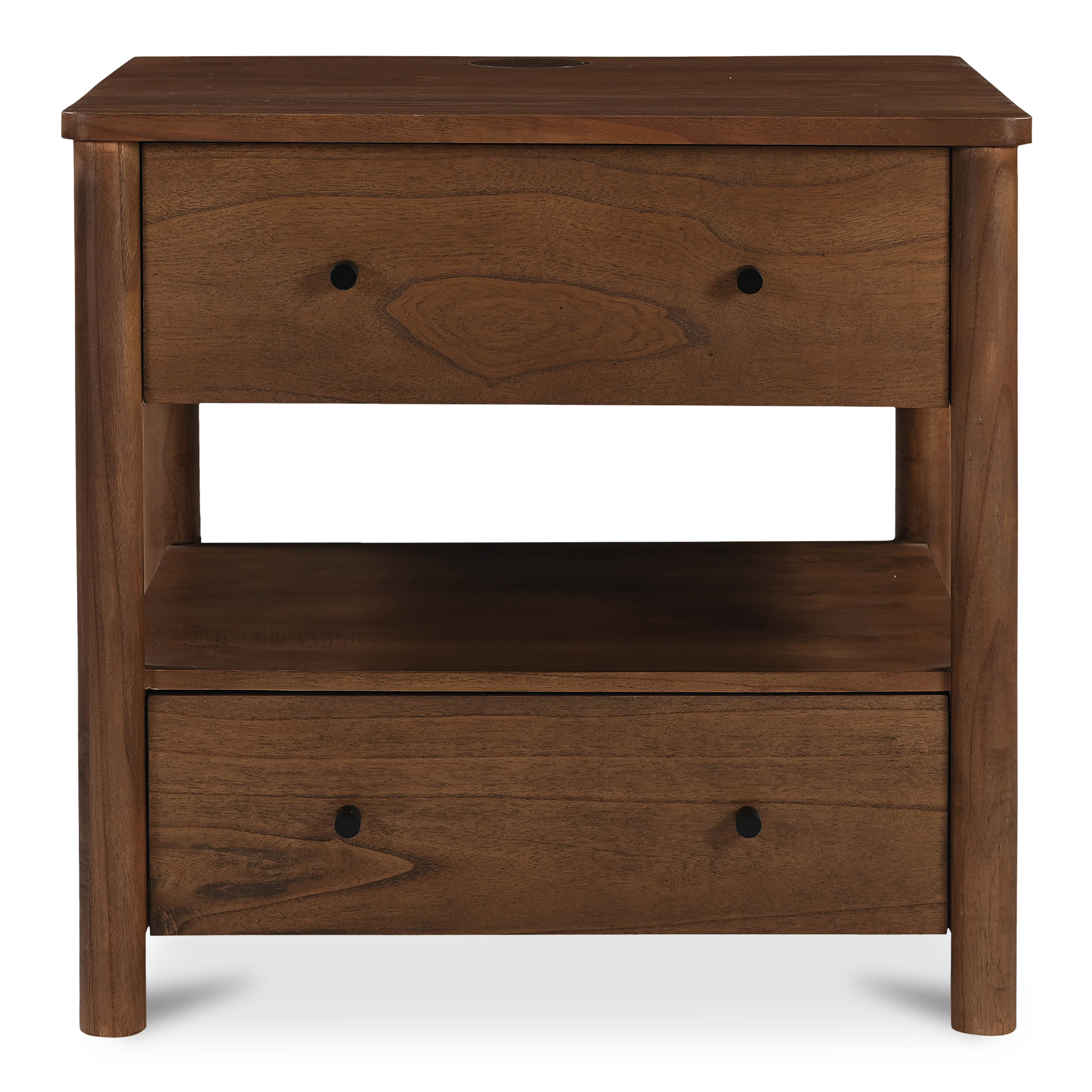 Brown Wood Storage Nightstand - Nora Lane Home furniture - 32 x 28 x 32.5 in