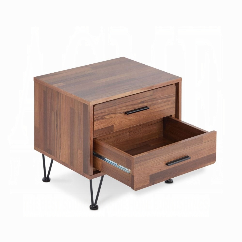Walnut Storage Nightstand - Nora Lane Home furniture - Walnut finish, Metal accent - 26 x 21 x 7 in