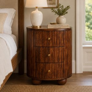 Brown Textured Storage Cabinet - Nora Lane Home furniture - Solid wood - 21.65 x 17.72 x 26.38 in