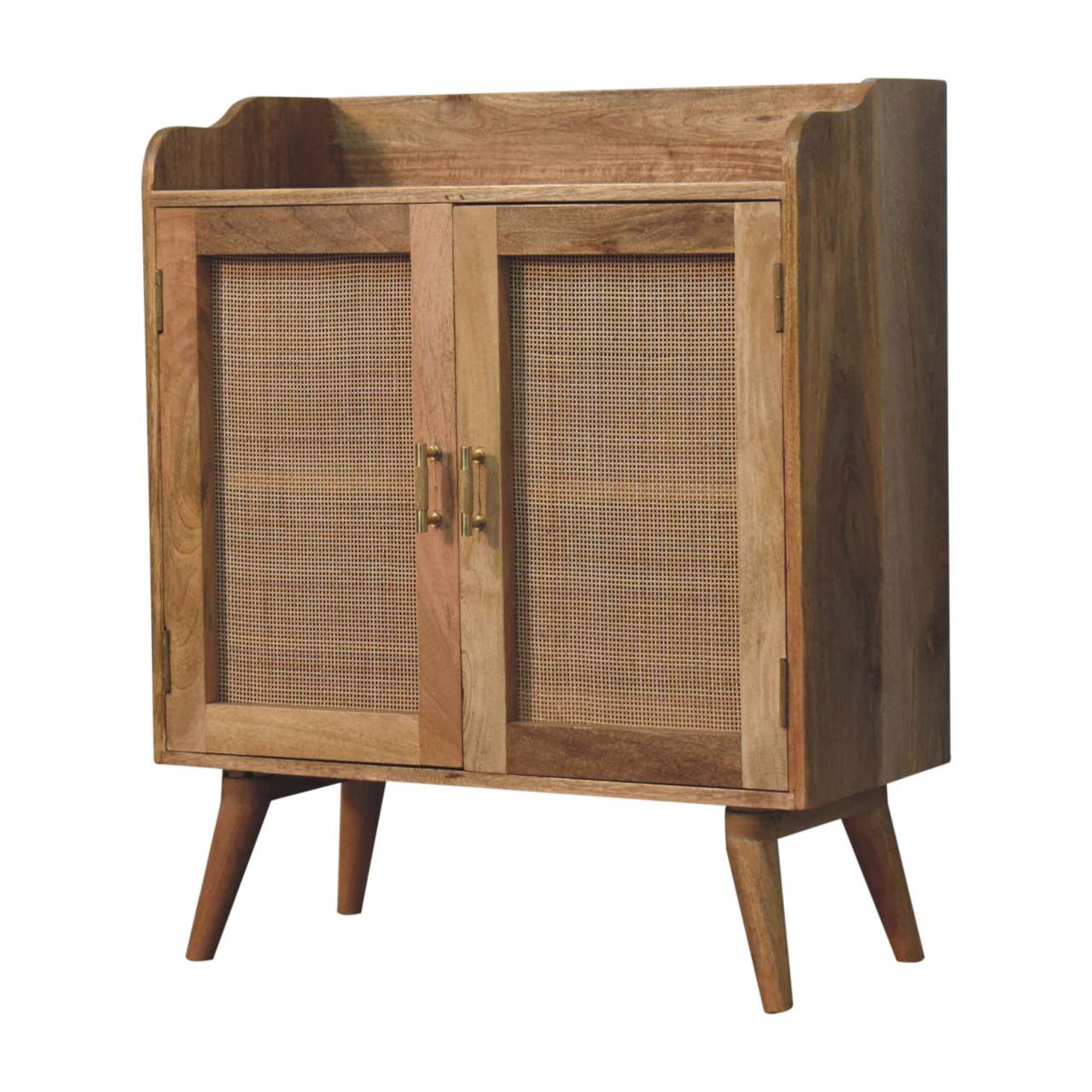 Brown Storage Cabinet - Nora Lane Home furniture - Solid wood, Rattan detail - 33.46 x 17.72 x 31.5 in