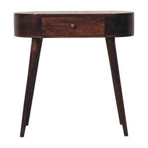 Brown Round Storage Console Table - Nora Lane Home furniture - Solid wood - 19.69 x 35.43 x 13.78 in