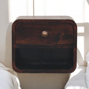 Walnut Storage Floating Nightstand - Nora Lane Home furniture - Solid wood, Walnut finish - 13.78 x 15.75 x 13.78 in