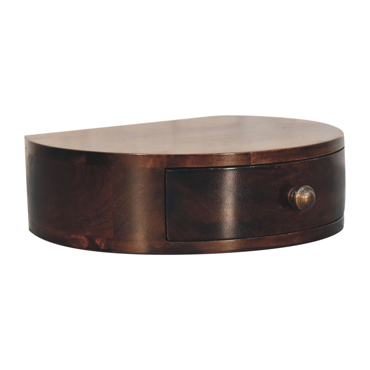Walnut Round Storage Floating Nightstand - Nora Lane Home furniture - Solid wood, Walnut finish - 16.14 x 19.69 x 8.27 in