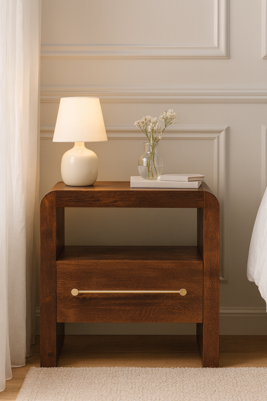 Natural Wood Storage Nightstand - Nora Lane Home furniture - Solid wood - 19.7 x 25.2 x 26.8 in