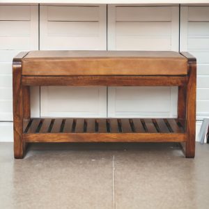 Brown Storage Bench - Nora Lane Home furniture - Solid wood - 17.72 x 35.43 x 21.65 in
