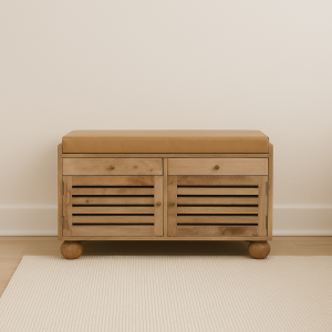 Natural Wood Storage Bench - Nora Lane Home furniture - Solid wood, Metal accent - 37.4 x 19.69 x 21.65 in