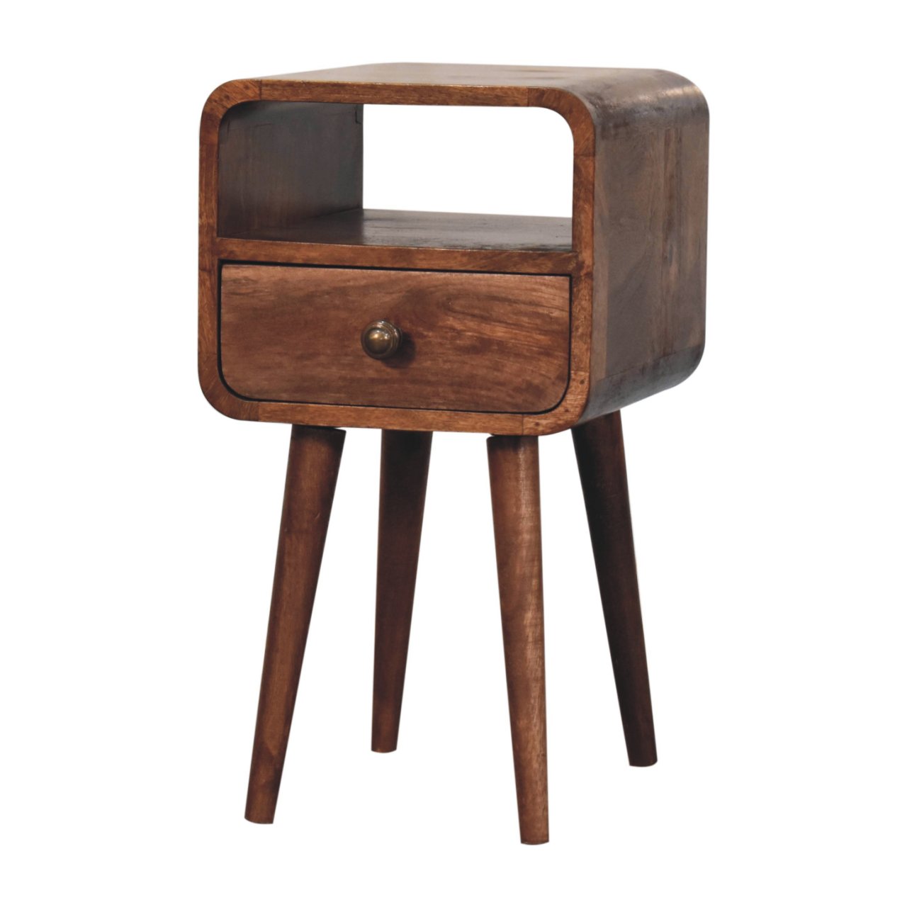 Brown Storage Nightstand - Nora Lane Home furniture - Solid wood, Walnut finish - 15.75 x 15.75 x 13.78 in