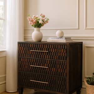 Brown Storage Cabinet - Nora Lane Home furniture - Solid wood, Upholstered - 17.7 x 36.6 x 33.5 in