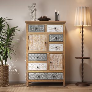 Colorful Solid Wood Storage Cabinet - Nora Lane Home furniture - Solid wood - 50 x 13.39 x 17.13 in