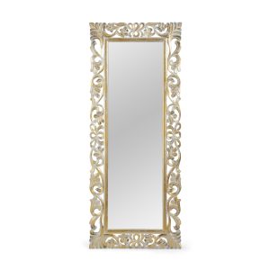 White Wall Mirror - Nora Lane Home furniture - Glass detail - 72 x 32.5 x 4.5 in