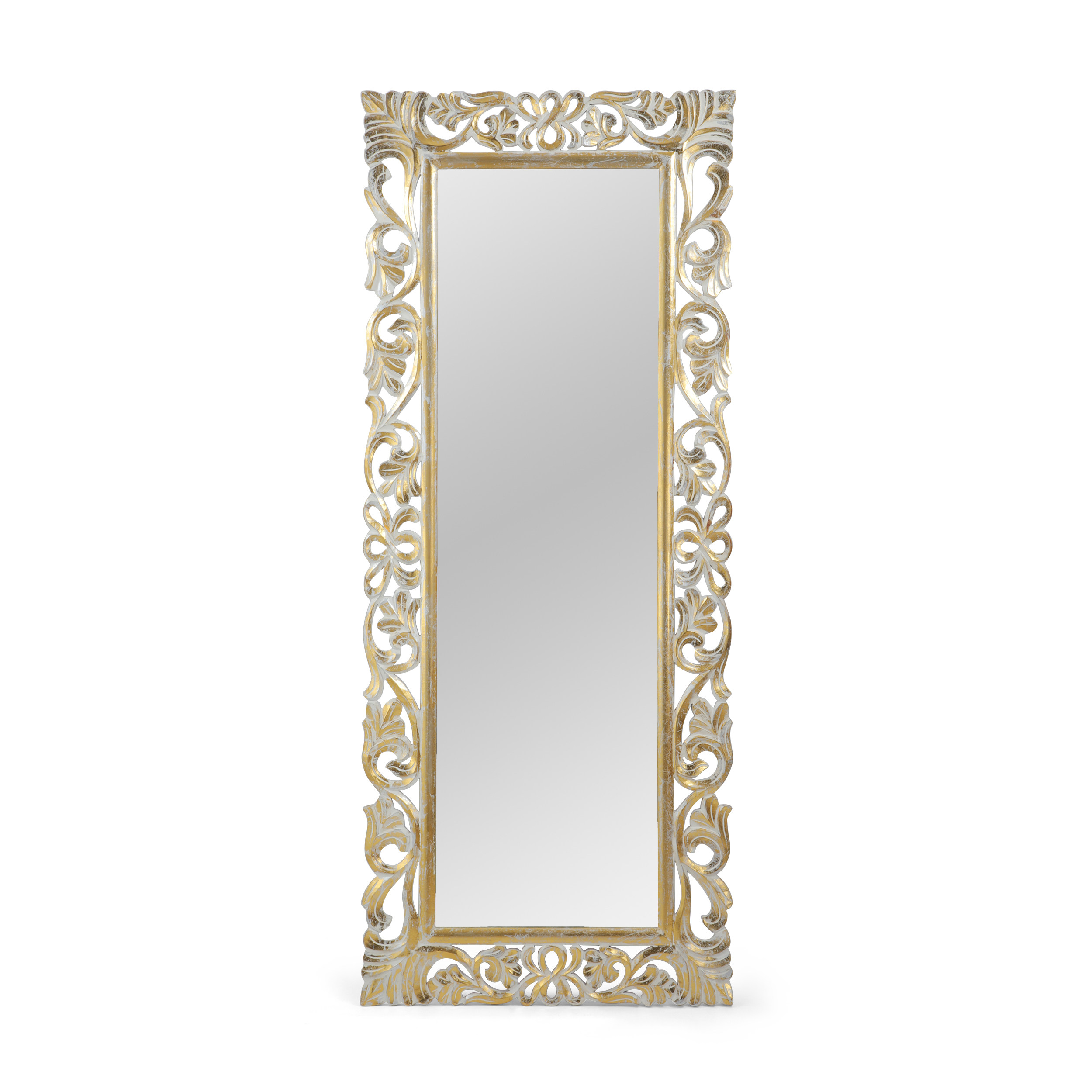 White Wall Mirror - Nora Lane Home furniture - Glass detail - 72 x 32.5 x 4.5 in