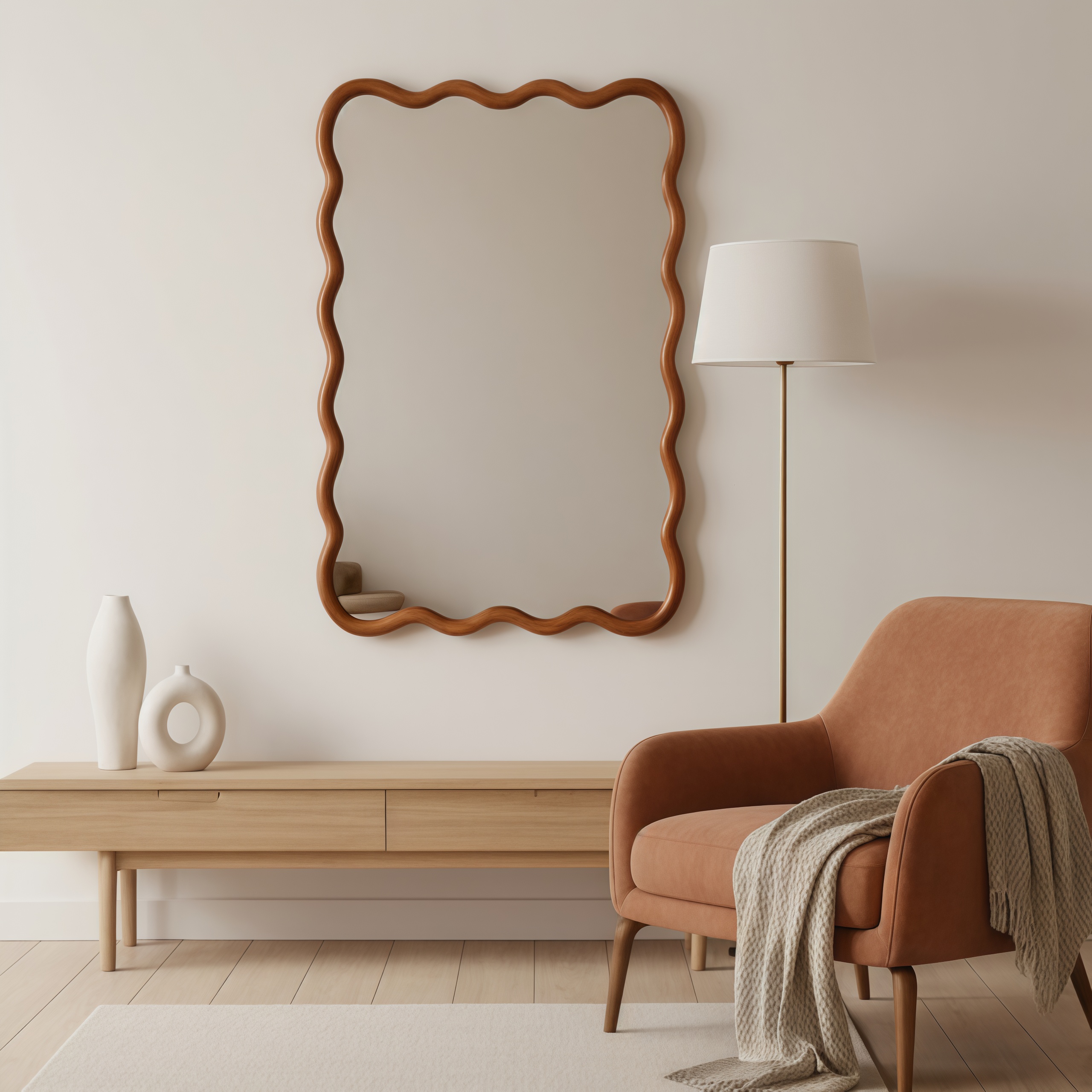 Brown Wall Mirror - Nora Lane Home furniture - Solid wood, Metal accent - 38.8 x 26.8 x 1.7 in