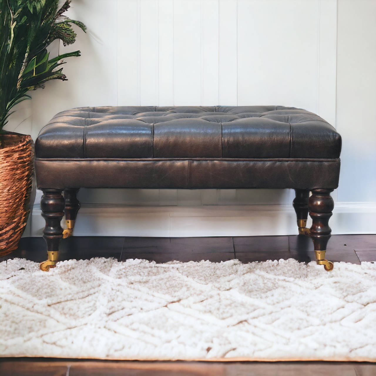 Black Solid Wood Storage Bench - Nora Lane Home furniture - Solid wood, Walnut finish - 27.56 x 39.37 x 21.65 in
