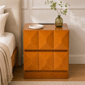 Natural Wood Storage Nightstand