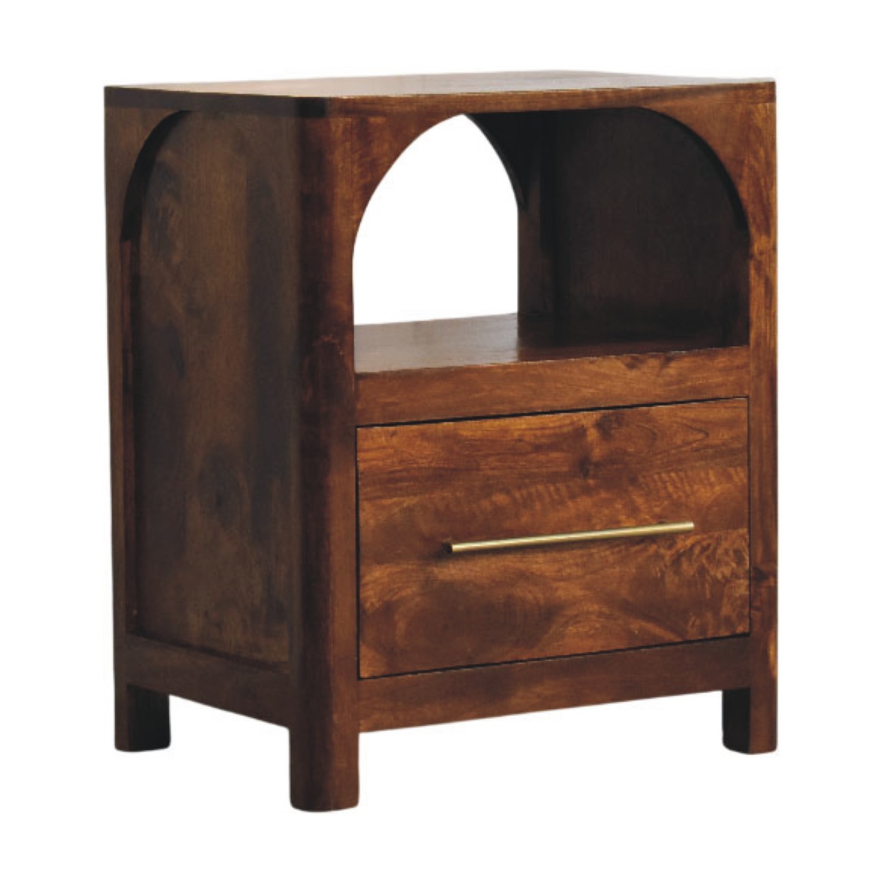 Brown Storage Nightstand - Nora Lane Home furniture - Solid wood, Metal accent - 21.65 x 17.72 x 25.59 in