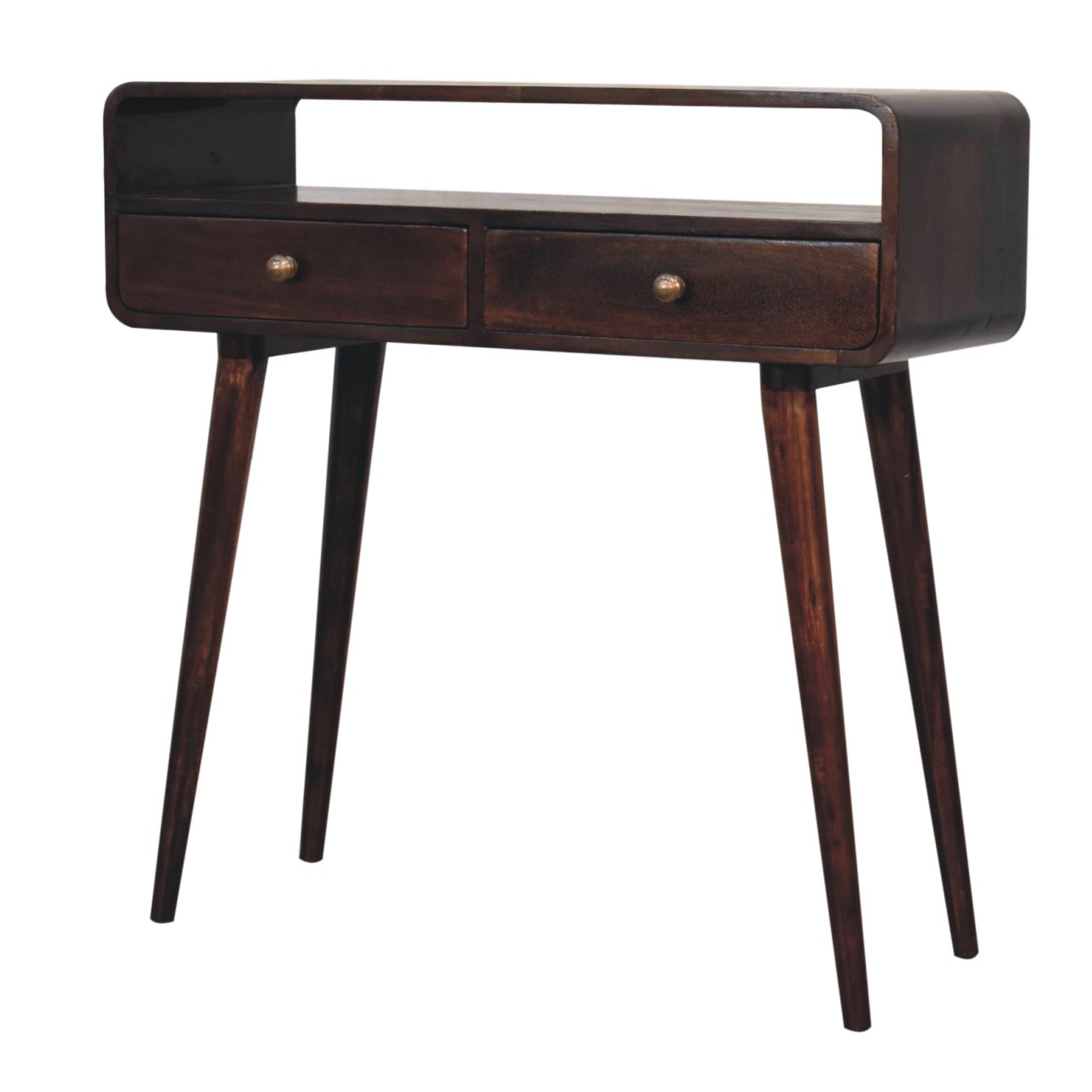 Walnut Storage Console Table - Nora Lane Home furniture - Solid wood, Walnut finish - 15.75 x 37.4 x 13.78 in