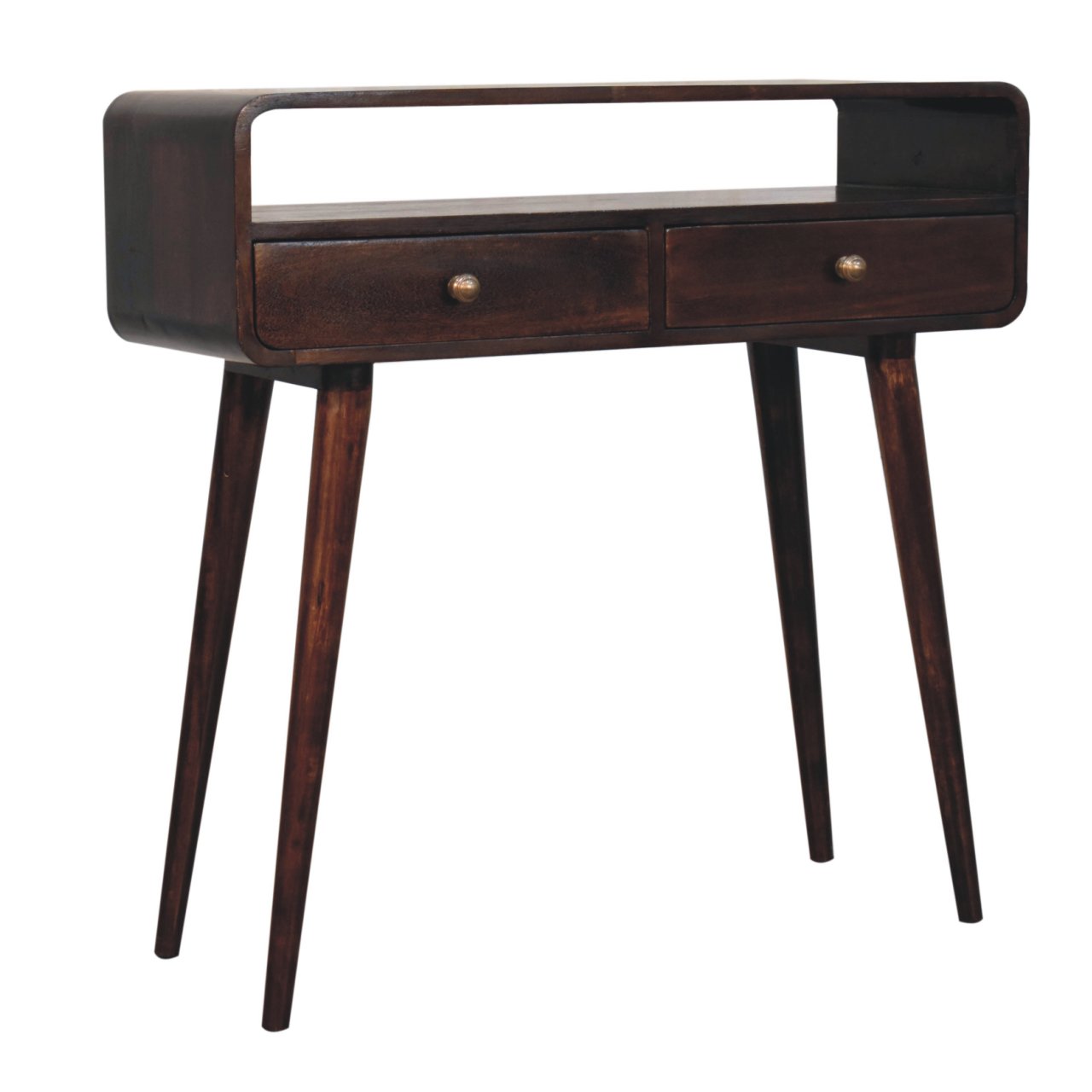 Walnut Storage Console Table - Nora Lane Home furniture - Solid wood, Walnut finish - 15.75 x 37.4 x 13.78 in