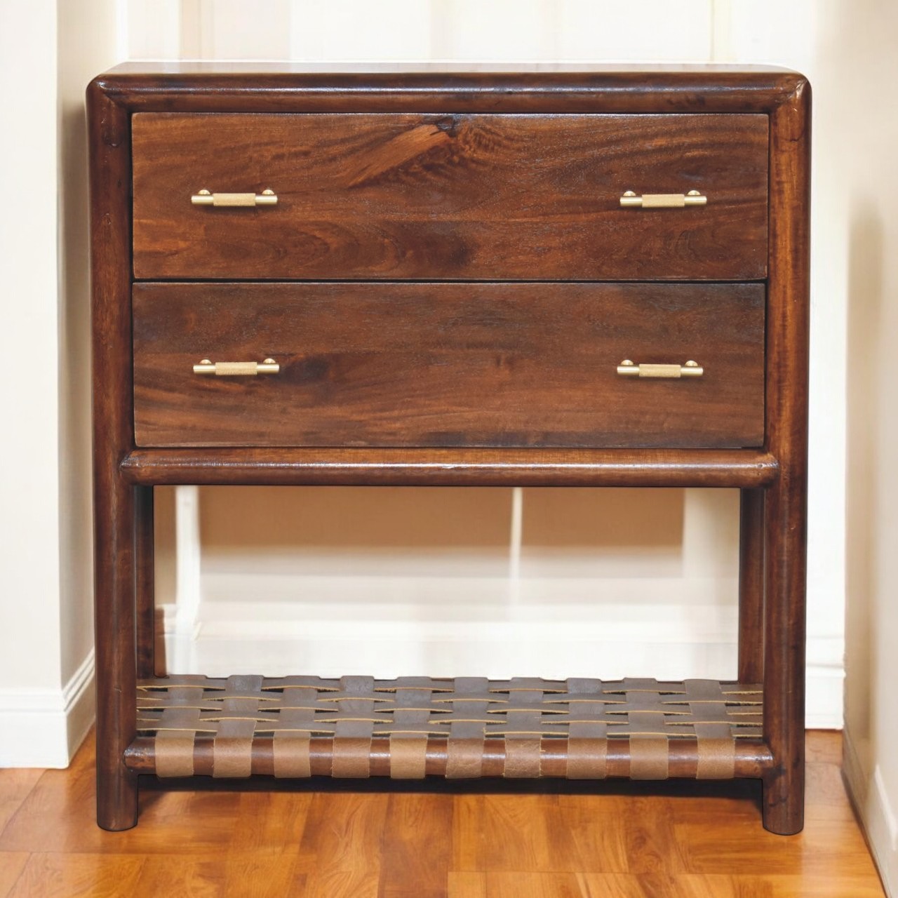 Brown Storage Nightstand - Nora Lane Home furniture - Solid wood, Metal accent - 33.46 x 17.72 x 35.43 in