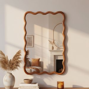 Brown Wall Mirror - Nora Lane Home furniture - Solid wood, Metal accent - 38.8 x 26.8 x 1.7 in