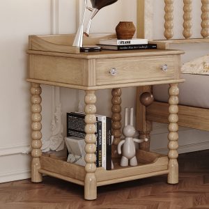 Natural Wood Storage Nightstand