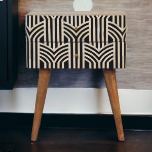 Natural Wood Storage Nightstand