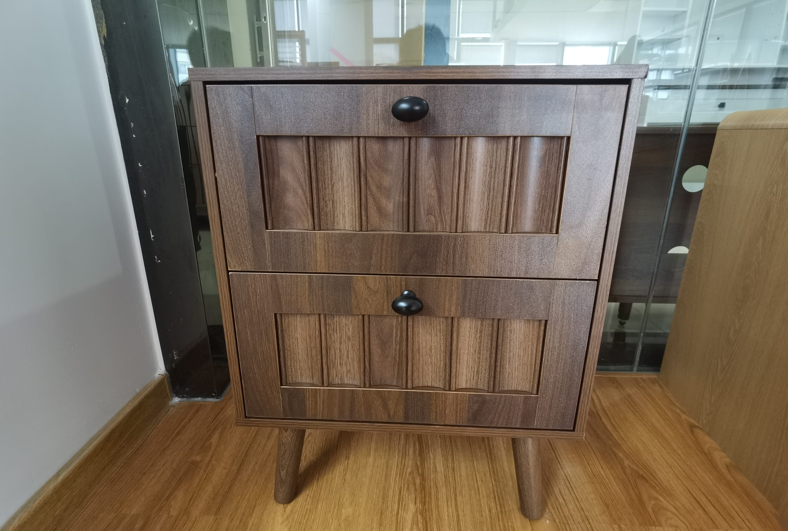 Walnut Storage Nightstand - Nora Lane Home furniture - Solid wood, Walnut finish - 21.46 x 18.9 x 11.42 in