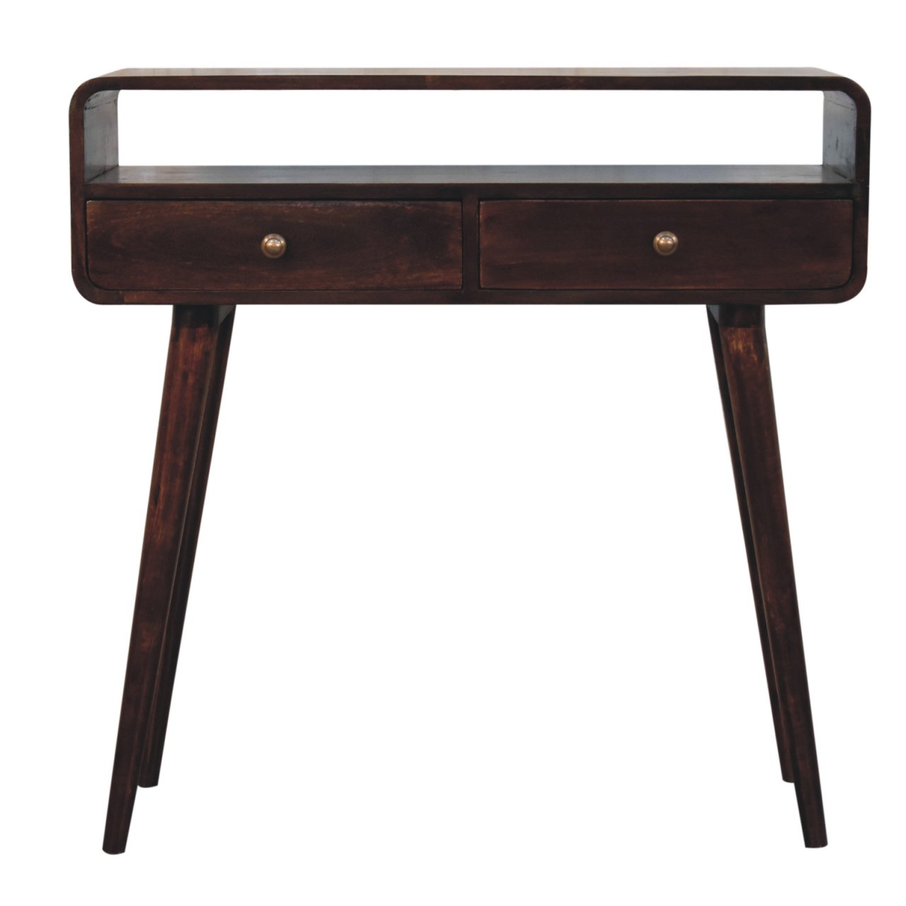 Walnut Storage Console Table - Nora Lane Home furniture - Solid wood, Walnut finish - 15.75 x 37.4 x 13.78 in