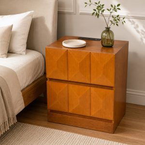 Natural Wood Storage Nightstand - Nora Lane Home furniture - Solid wood - 28 x 19.5 x 9.75 in