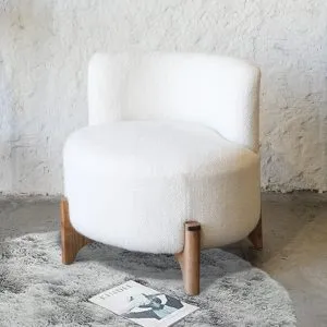 Natural Wood Tufted Accent Chair