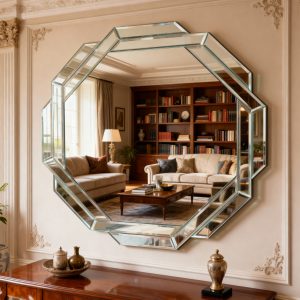 Silver Wall Mirror - Nora Lane Home furniture - Glass detail - 35.03 x 35.03 x 3.93 in