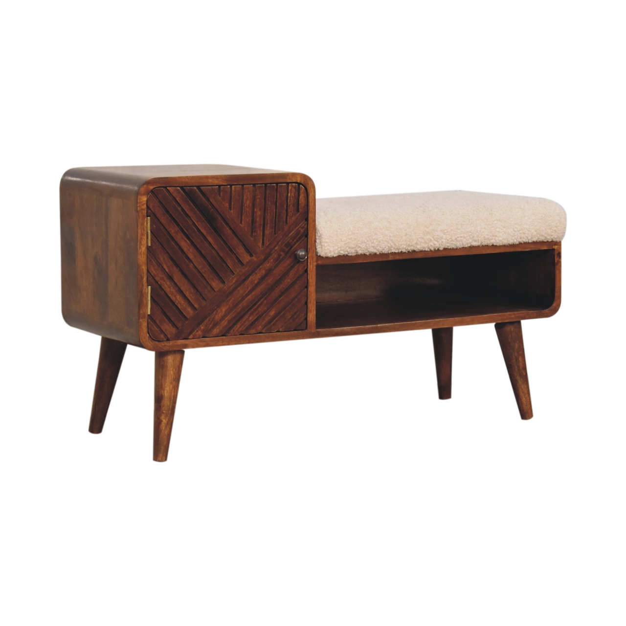 Brown Boucle Storage Cabinet - Nora Lane Home furniture - Solid wood, Upholstered - 15.75 x 39.37 x 13.78 in