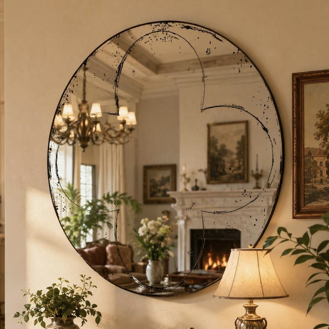 Black Round Wall Mirror - Nora Lane Home furniture - Metal accent - 39.17 x 39.17 x 3.74 in