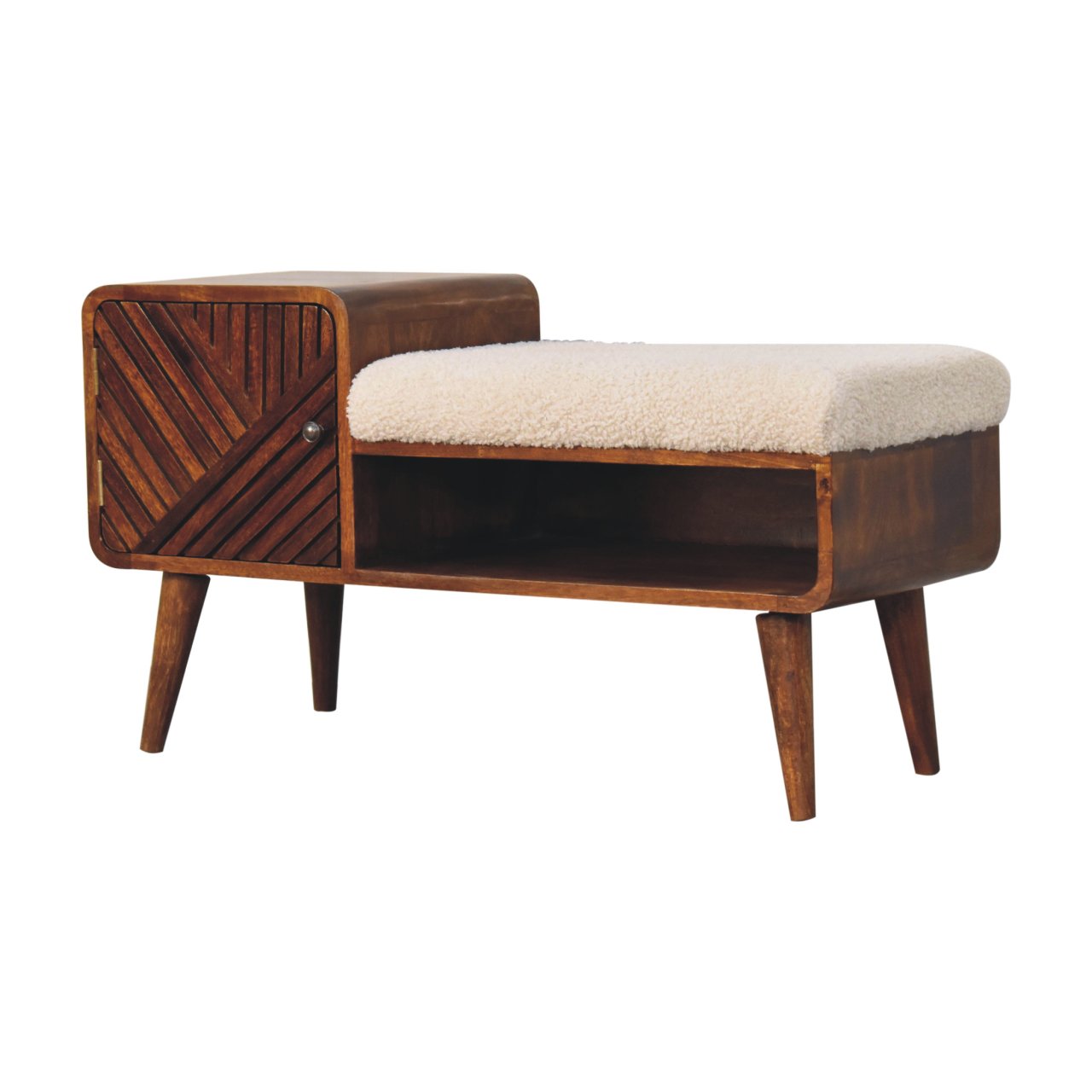Brown Boucle Storage Cabinet - Nora Lane Home furniture - Solid wood, Upholstered - 15.75 x 39.37 x 13.78 in