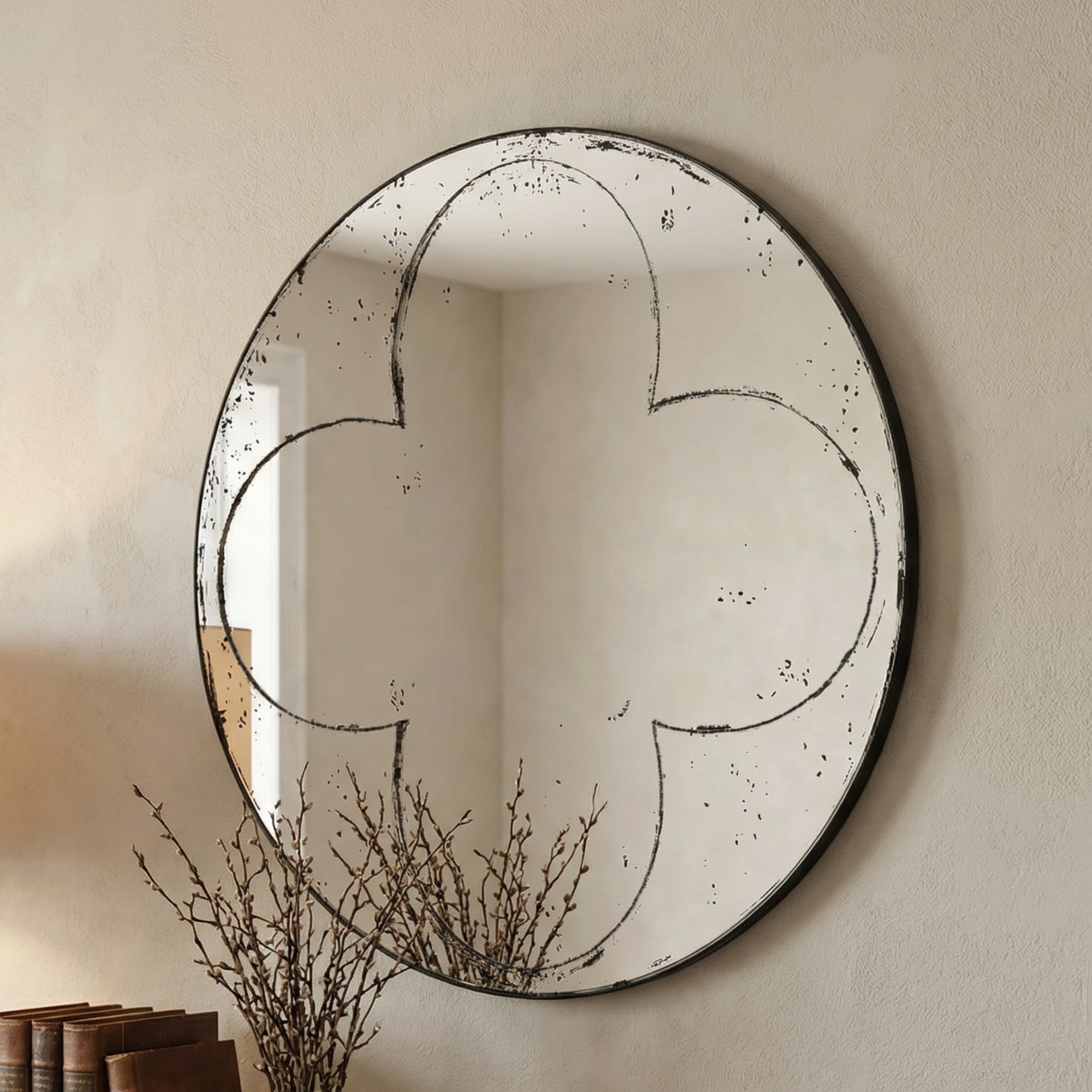 Black Round Wall Mirror - Nora Lane Home furniture - Metal accent - 39.17 x 39.17 x 3.74 in
