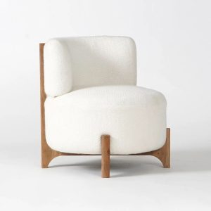 Natural Wood Tufted Accent Chair - Nora Lane Home furniture - Solid wood, Upholstered - 23.2 x 24 x 26.3 in
