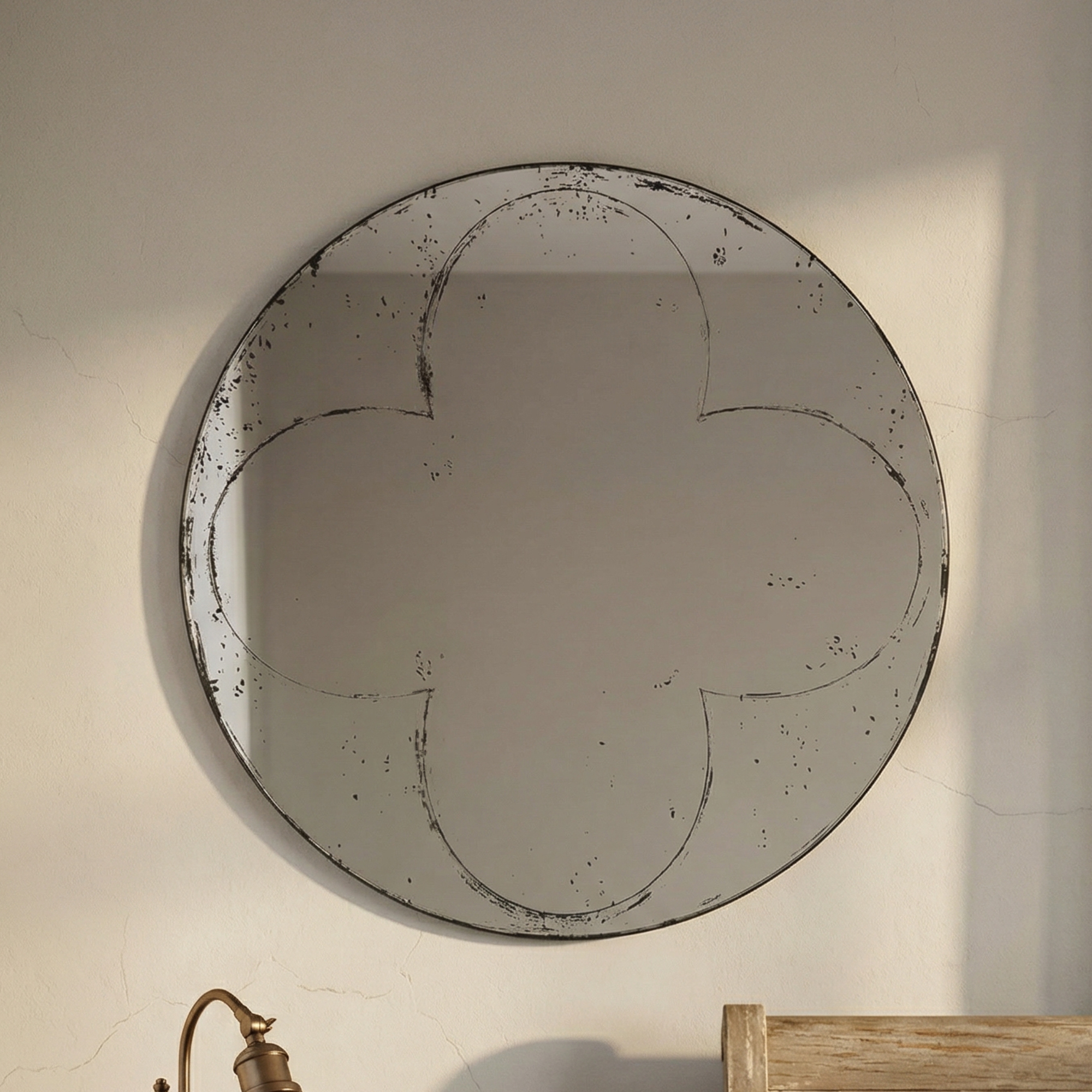 Black Round Wall Mirror - Nora Lane Home furniture - Metal accent - 39.17 x 39.17 x 3.74 in