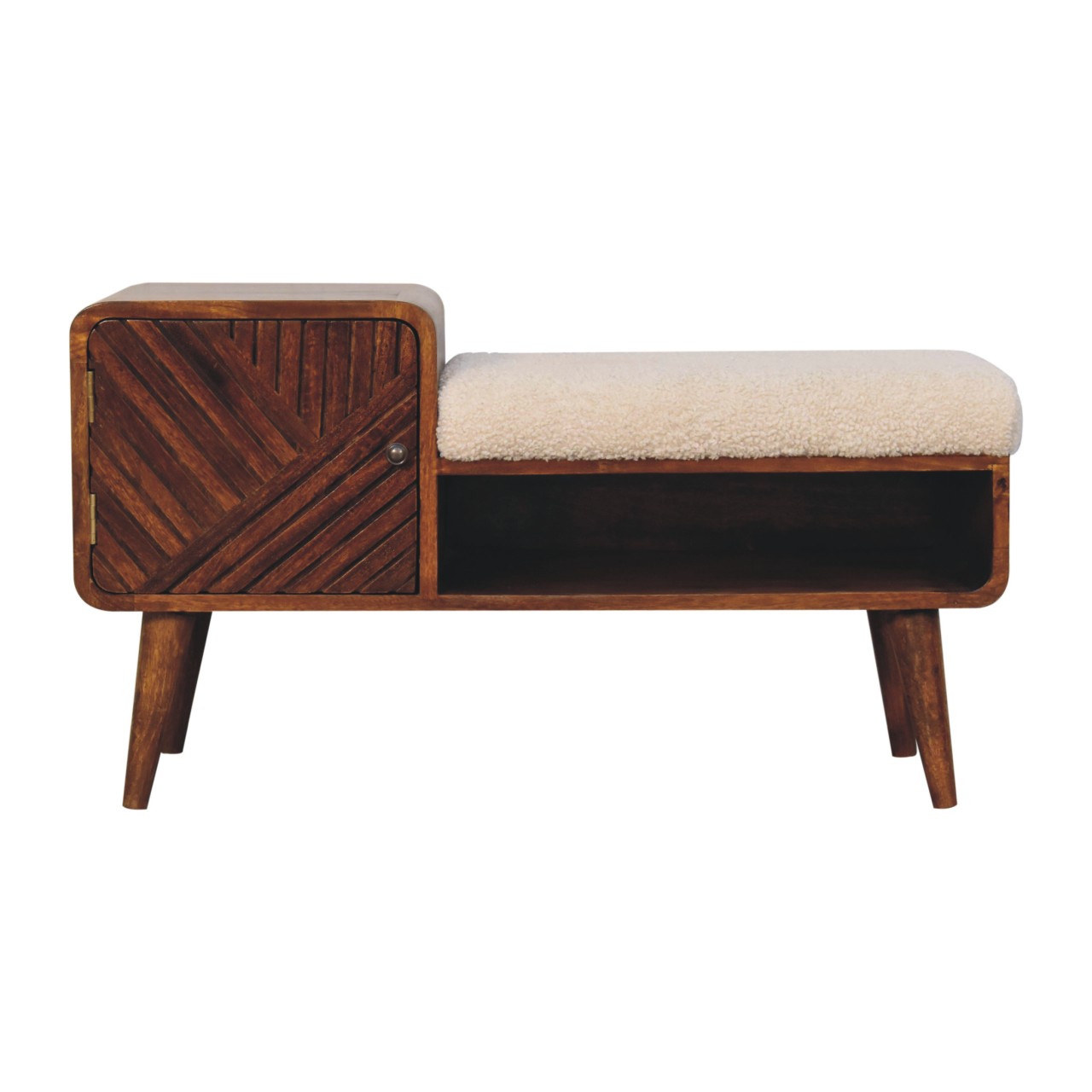 Brown Boucle Storage Cabinet - Nora Lane Home furniture - Solid wood, Upholstered - 15.75 x 39.37 x 13.78 in